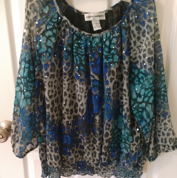 Multicolored top with sequins - Picture 1 of 2